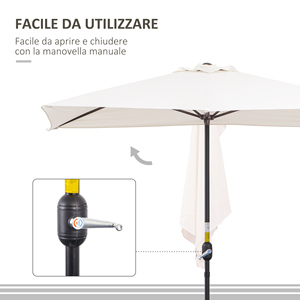 Outsunny-Paraguas montado en la pared con apertura de manivela, color crema - Product Image 5