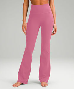 Leggings de Yoga de Cintura Alta y Pierna Ancha para Mujer, Color Lila Morado, Transpirables, Suaves, 75% Poliamida, 25% Elastano, Cintura Elástica, Largos, Sólidos - Product Image 3