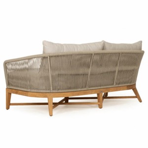 Contemporary Teak <b>Wood</b> Two Seater <b>Sofa</b> with Rope Side Panel and Deep Cushion for Patio, Terrace, and Resort Space - Product Image 3