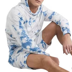 Ensemble sweat à capuche et short pour hommes de qualité supérieure vêtements d'extérieur pour la course d'hiver avec col à capuche et motif solide au genou - Product Image 4