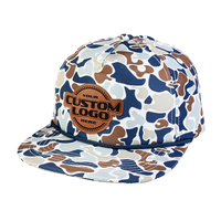 Casquettes Snapback Camouflage à Visière Plate avec Cordon, Patch en Cuir, Logo Avant, Multicolores, Unisexe, Performance, Extérieur, Fête, Voyage, Pêche