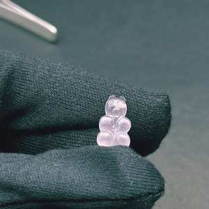 Cuentas de Piedras Preciosas Talladas en Forma de Oso de Peluche de Cuarzo Rosa, Dijes Minimalistas para Joyería - Product Image 3