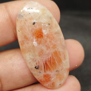 Pierre de soleil naturelle, pierre précieuse en cabochon, polie, orange, pour la fabrication de bijoux, aucun traitement requis, modèle UDGEMS 369 - Product Image 2