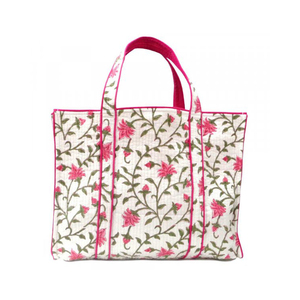 Direct Factory Best Selling Woven Cotton Padded Quilted <b>Tote</b> <b>Bag</b> Hand Block Printed for Stylish Evening <b>Bags</b> Soft and Elegant - Product Image 1