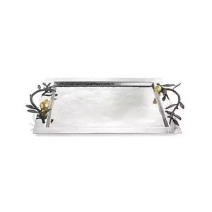 Delux Plateaux de service faits à la main en cuivre martelé Taille et conception personnalisées Assiettes et collations en cuivre pur - Product Image 3