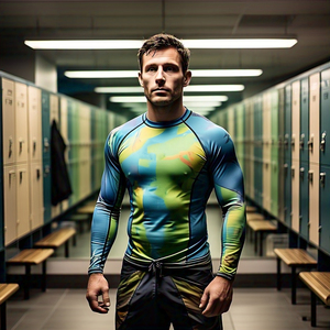 Chemises moulantes de compression pour hommes Athletic Surf Swim Rash Guard Hommes 100% Polyester à manches longues Compression Couche de base Rash Guard - Product Image 4