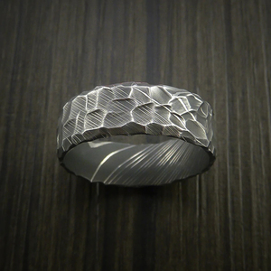 Bague en acier Damas forgé pour homme, aspect rustique imitation bois, alliance durable, fabricant et exportateur direct - Product Image 2