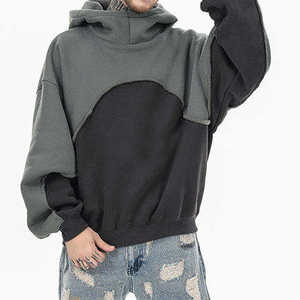Nueva ropa de calle de gran tamaño personalizada para hombres, con capucha con hombros caídos Sudadera, suéter con panel bordado, sudaderas con capucha con serigrafía para hombres - Product Image 1