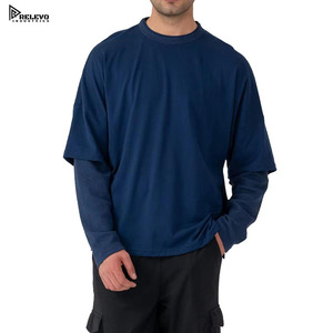 Nouveau T-shirt Homme Oversize Personnalisable Élégant Haute Qualité 100% Coton Double Couche Manches Longues Coupe Courte Grande Taille - Product Image 6