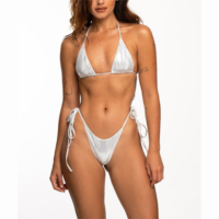Nouvel Arrivage Ensemble Bikini Deux Pièces Imprimé pour Femme avec Rembourrage Amovible, Logo Avant, Maillot de Bain String en Spandex/Coton Anti-Bactérien