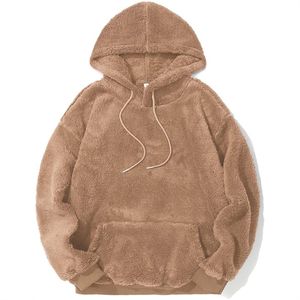 High Quality <b>Sherpa</b> Fuzzy Solid Fleece <b>Men's</b> Long Sleeve Winter Pullover Sweatshirt with Cozy Pocket Customized ODM <b>Hoodie</b> - Product Image 4