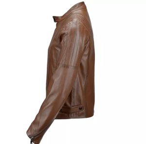 Casual Designer Genuine Leather <b>Jacket</b> Classic Esprit Winter <b>Biker</b> Racer Style Waterproof Feature Fur High Quality OEM Pak USA - Product Image 5