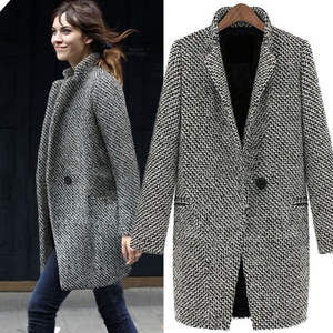 Manteau trench décontracté pour femme, chaud pour l'hiver, col à revers, en laine et cachemire, vêtement d'extérieur élégant pour femme - Product Image 1