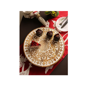 Bois en détresse servant paresseux susan plateau tournant stockage pour dessus de table bois d'acacia paresseux Susan organiser pièce - Product Image 1