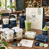 Emballages de marque AT PACK pour restaurants de matcha avec tasses personnalisées, sacs en papier, boîtes et solutions à emporter pour cafés