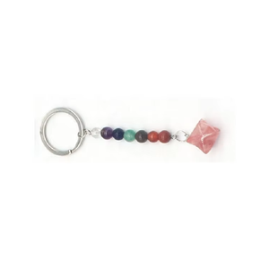 Llavero de alta calidad con cuentas de cuarzo rosa, estrella Merkabah, chakra, piedra natural, regalos para mujeres. - Product Image 5