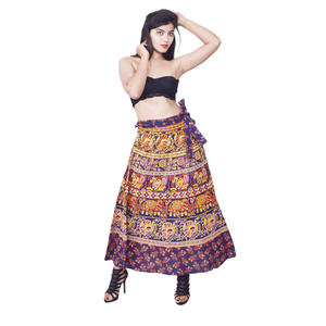 Jupes portefeuille en coton à imprimé éléphant et Paisly de beauté intemporelle dans un style vintage - Product Image 4