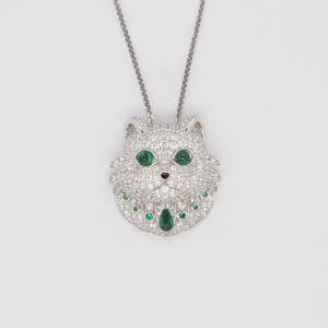Collar de lujo Premium 925 plata esterlina Cubic Zirconia Animal Cat Pave colgante collar - Product Image 1