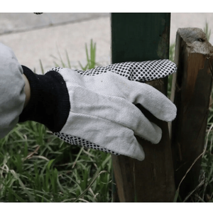 Suministro directo de fábrica Guantes punteados de PVC 8oz Tela de taladro Guantes de seguridad industrial Lona de algodón Protección de brazo de mano para Touch Sc - Product Image 3