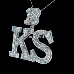 Colgante Personalizado de Plata de Ley 925 con Baño de Oro de 10K, Estilo Hip Hop, con Diamante Moissanite VVS, Letra con Certificado GIA para Fiestas - Product Image 4