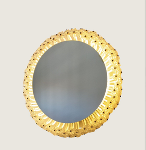 Espejo de pared con espejo de flores de cristal con lámparas, candelabro de pared veneciano, decoración de pared colgante floral - Product Image 2