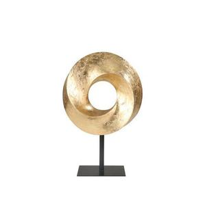 Sculpture en aluminium décorative de table avec base en bois plaqué or pour sculptures abstraites de salon - Product Image 6