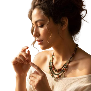 สร้อยคอเชือกถักประดับลูกปัดหลากสีสันสไตล์ชาติพันธุ์สำหรับผู้หญิง เครื่องประดับชนเผ่าทำมือสไตล์ตุรกีและเปอร์เซีย - Product Image 4