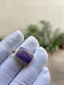 Best Selling Solid 925 Sterling Silver Religious Party Premium Quality Genuine Charoite <b>Cushion</b> Shape Gemstone <b>Statement</b> Fine - Product Image 2