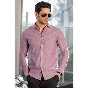PILIS Men's Casual Cotton Shirt Regular Fit Stand Collar Poplin Woven Fabric Size XL for Autumn Use - Product Image 6