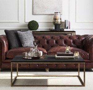 Table d'appoint rectangulaire en marbre noir, grande table de présentation décorative pour salon, table basse, accessoires de maison - Product Image 2