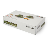 Ensemble de 6 tasses à expresso rondes en porcelaine durable avec soucoupes 9 cl (3 fl oz) – Motif botanique tropical Décalcomanie Foliage Excelsa