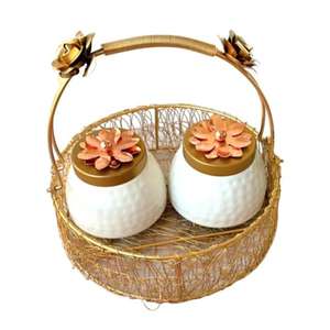 Pot en métal au design élégant pour fruits secs avec récipient au design unique avec couvercle parfait pour une utilisation quotidienne au bureau à domicile pour l'exportation en vrac - Product Image 3