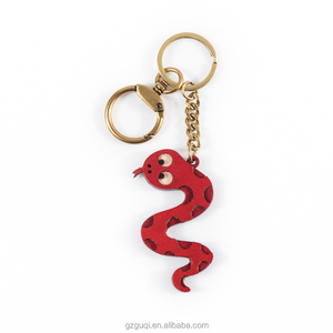 3D Leather Snake Purse Keychain Flat Animal Pendant with Metal Buckle Custom Keychain Bag Pendant for DIY Craft Production