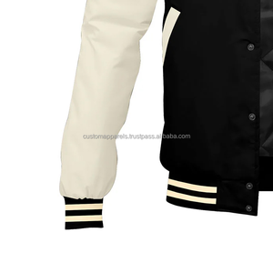 Veste universitaire universitaire personnalisée avec corps en laine et manches en cuir col montant-MCACVJ-48 en vrac logos brodés sur le devant - Product Image 6