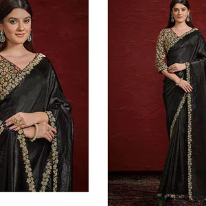 Colección de Sari de seda étnica de diseñador recién lanzada para adultos Ropa de fiesta femenina con patrón floral que incluye pañuelos florales - Product Image 1