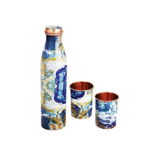 Bouteille d'eau en cuivre avec gobelets imprimés, cadeaux haut de gamme, bouteilles d'eau en cuivre de haute qualité, tendance - Product Image 3
