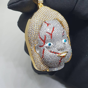 จี้รูปตัวการ์ตูนสำหรับผู้ชายประดับเพชรชุบทอง14K 18K ทำจากทองคำเปลวได้รับการรับรองมาตรฐาน - Product Image 2