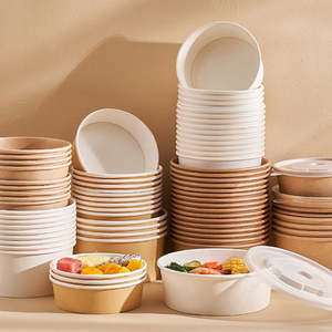 Recipiente de Papel Kraft para Comida para Llevar, Recubierto con UV, Hecho a Mano, con Tapa de Papel para Ensaladas, Arroz y Uso Doméstico - Product Image 5