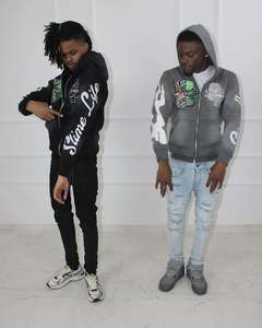 Ropa de calle con lavado ácido de alta calidad, parche bordado Vintage desgastado, Sudadera con capucha y cremallera, Sudadera de felpa francesa personalizada - Product Image 4