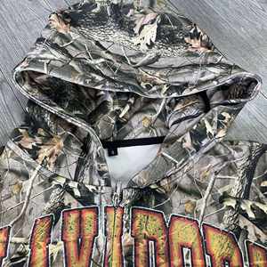 Sudadera con capucha de camuflaje con estampado de pantalla de peso pesado para hombre, ropa de calle, sudadera con capucha personalizada con cremallera desgastada de camuflaje 500 Gsm para Unisex - Product Image 4