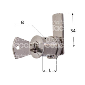 Cylindre à palette en laiton pour armoires, 1 position de sortie de clé, assemblage avec écrou fileté - Product Image 1