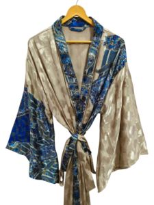 Camisa de Playa, Kimono de Seda para Mujer, Multicolor, Suave, Ropa de Casa, Blusa de Seda Multicolor, Kimono Corto Tipo Túnica - Product Image 2
