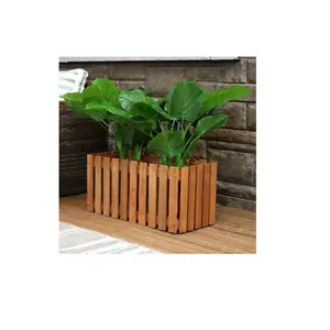 Scatola per fioriera in stile picchetto in legno supporto decorativo in legno per esterni con Design di recinzione per fiori