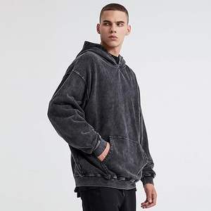 Sudaderas con capucha de lavado ácido de estilo urbano 2025 más vendidas Boxy Fit tela transpirable ligera para ropa de calle etiquetas de invierno de moda - Product Image 4