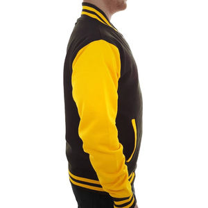 Personnalisable Toile Denim Varsity Vestes Hommes Femmes À Manches Longues Style Décontracté Stand Fermeture À Glissière Imperméable Respirant Laine - Product Image 4