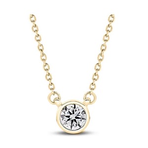 Collar con colgante solitario de diamante genuino cultivado en laboratorio de un cuarto de quilate, oro macizo de 14K, corte E-VS2, engaste de garras, para fiesta de compromiso - Product Image 2