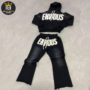 Vêtements pour hommes Survêtement grande taille Sweat à capuche et jogging unisexe Ensemble de survêtements surdimensionnés avec broderie à l'acide pour hommes - Product Image 1