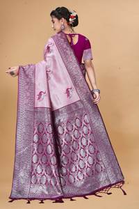 Nuevo sari de seda Banarasi, obra maestra étnica premium diseñada para ocasiones elegantes para mujeres. - Product Image 5