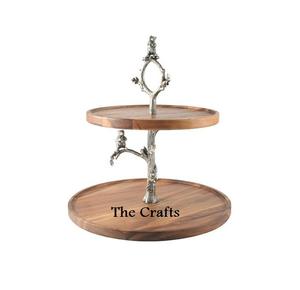 Diseño fabuloso Soporte de postre de pastel de madera de 2 niveles Soporte de servicio de dulces de pastelería de forma redonda de la más alta calidad - Product Image 3