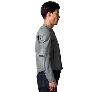 Men's New Fashion Grey Genuine Leather Racing Motorbike Jacket With Red Lines CE Armours Protection Motorcycle Jacket For Men - Product Image 4